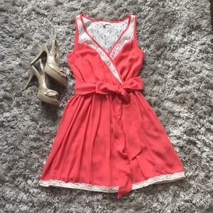 Margo & Sebastian Coral Chiffon Lace Dress size XS